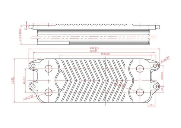 Пластинчат топлообменник с 12 пластини съвместим за Vaillant Turbotech
